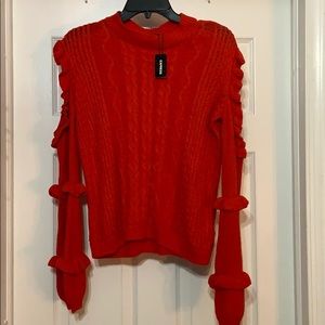 Red Sweater with peekaboo shoulders